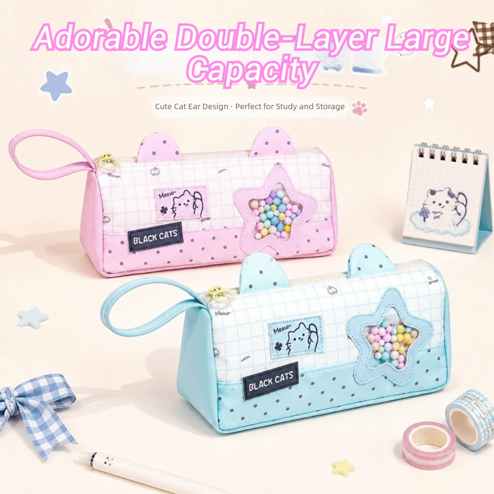 Aesthetic Large Pencil Case Pouch - Aesthetic Large Capacity Pencil Case Solid