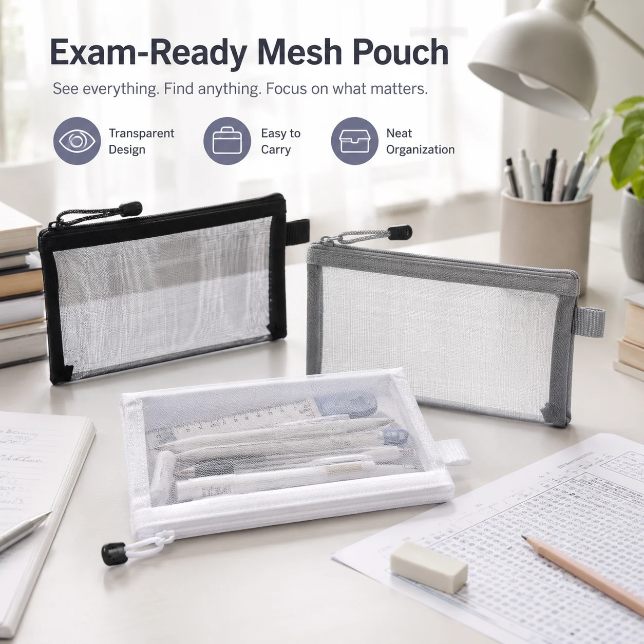 Transparent Mesh Pen Bag Clear - đánh giá và giá Clear Mesh Pencil Pouch For Exam