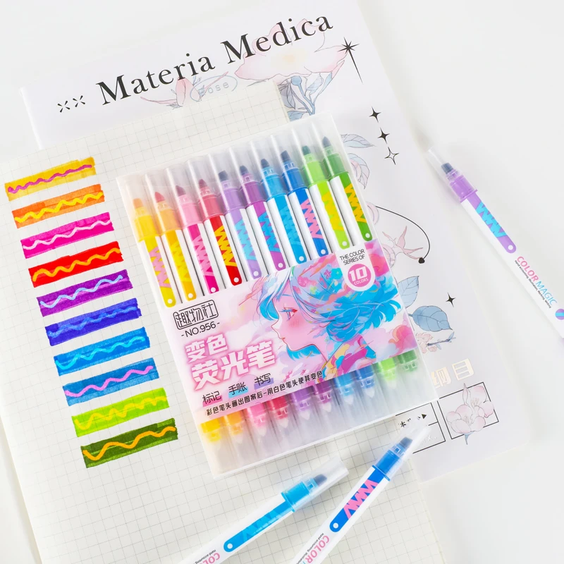 10pcs Double-ended Magic Color - đánh giá và giá Pastel Highlighter Set Double Ended