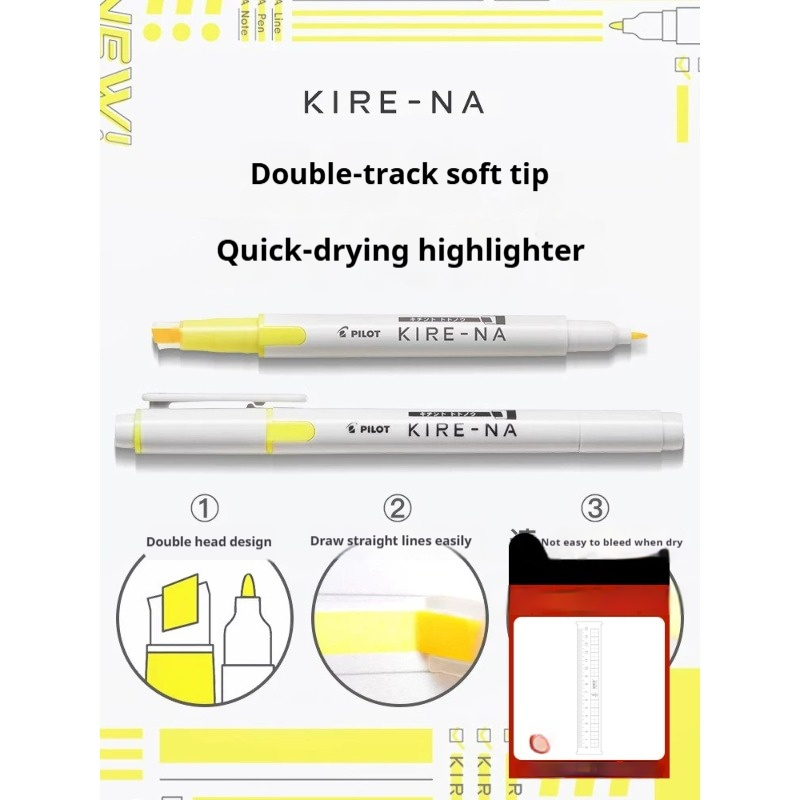 1/3/4/5/10PCS PILOT KIRE-NA Hi - đánh giá và giá Pastel Highlighter Set Double Ended